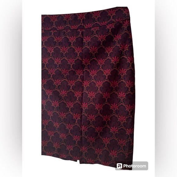 Loft Paisley Coral Mauve Deep Purple Pencil Skirt | ECU | Sz. 4| 100% Cotton - Picture 3 of 5